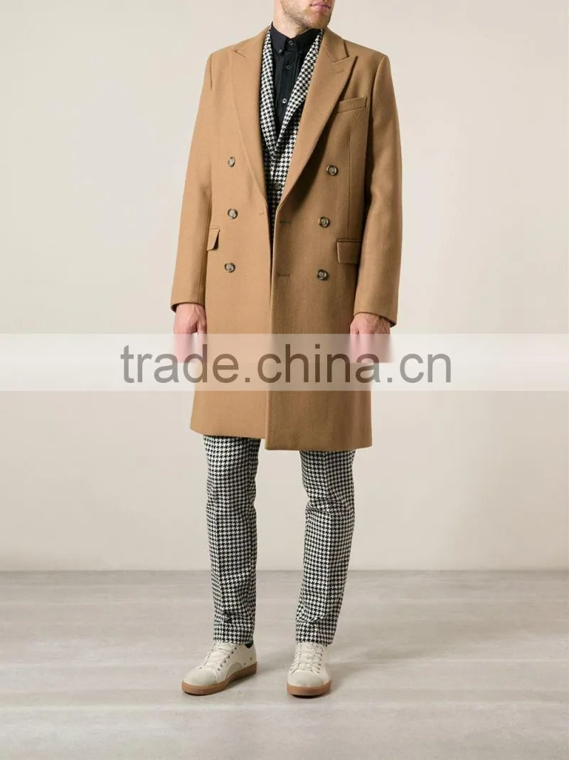 2014 new style camel Cashmere tailor made long coat men