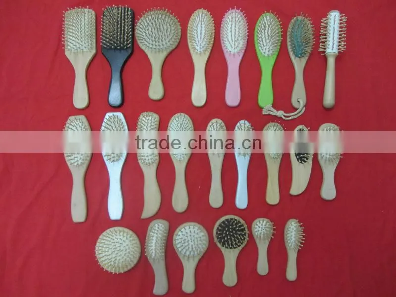 Natural Best Bristles Massage Comb Hairbrush Round Shape Wooden Hair Comb Brush