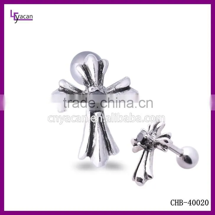 Steel Cartilage Piercing Cross Shape Stud Earrings Women
