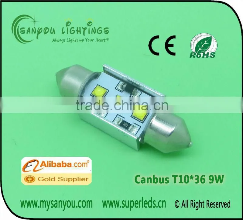 Error free canbus light T10*36 high power 9W led for car led car bulbs led lights for car led car lightsled for car interior