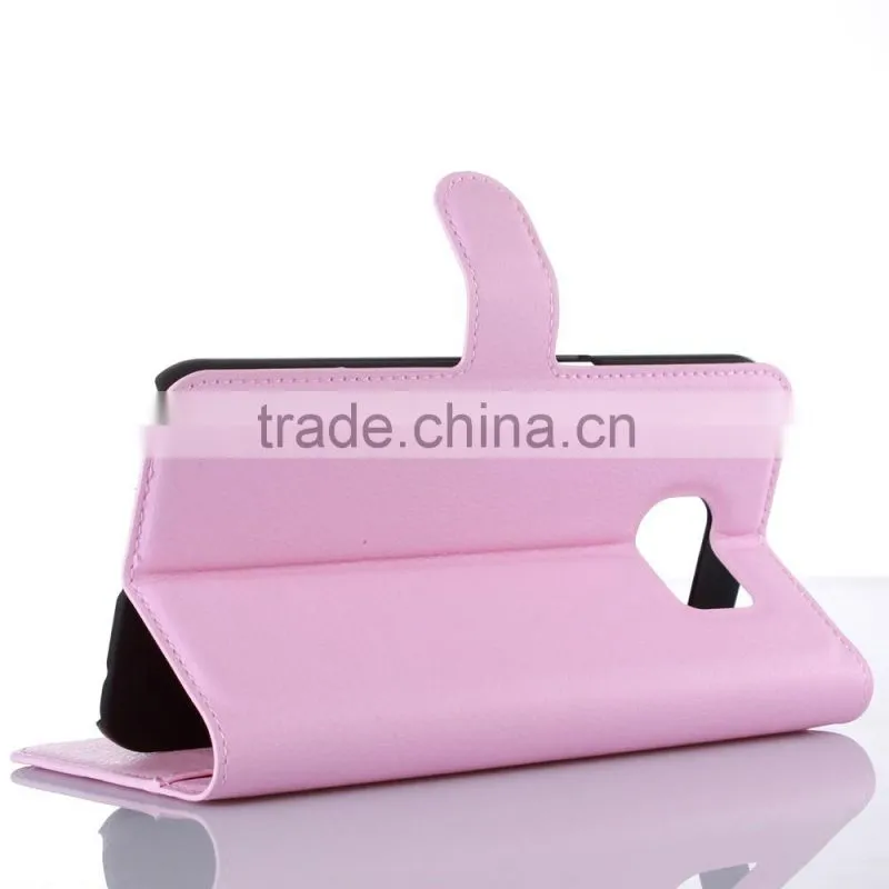 Factory Price Lichee Leather Pouch Wallet Case Folio Stand Cover for Samsung GALAXY S7 Plus