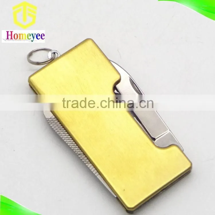 square shape mini pocket knife with scissors and knife keychain/gift knife