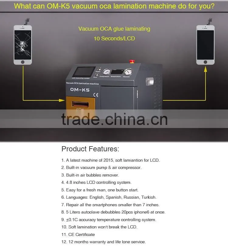 Rich-experienced Broken Screen Repair Kit oca lamination machine OM-K5