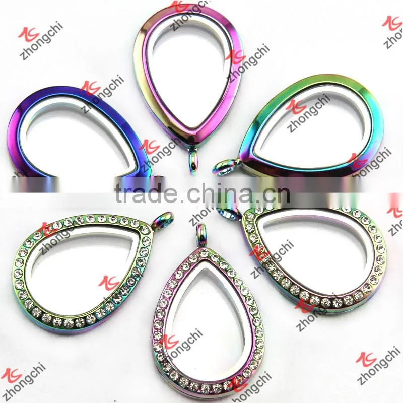 Colorful Rectangle Glass Memory Lockets Wholesale ZC Metalic Jewelry