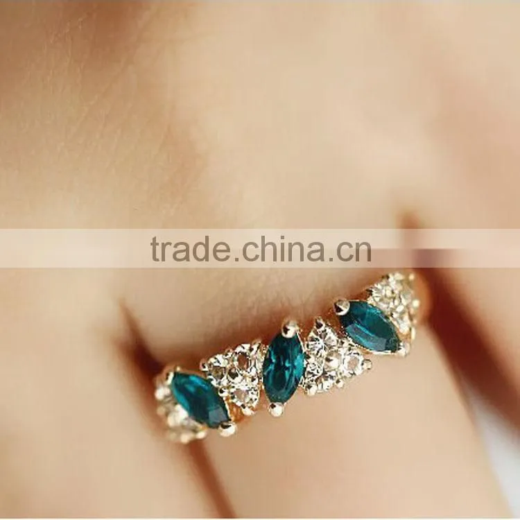 2015 Fashion Gold Plated Ring , Engagement Blue Stone Ring