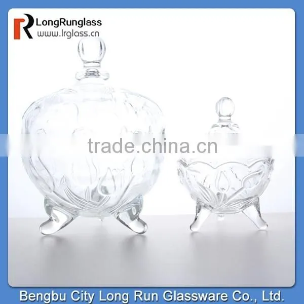 LongRun personalized rose bud design tripod glass candy dish
