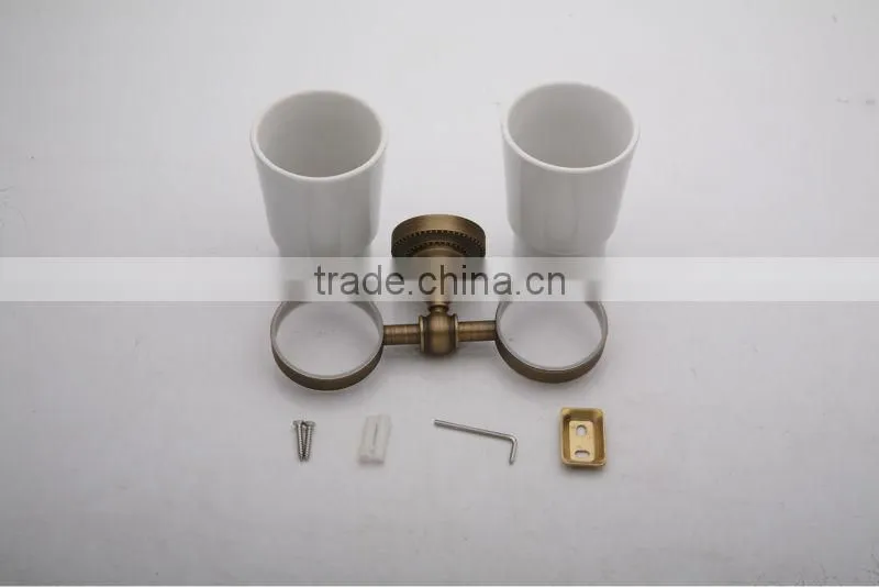 Classic Copper Pure Ceramic Double Tumbler Holder for Bathroom collections