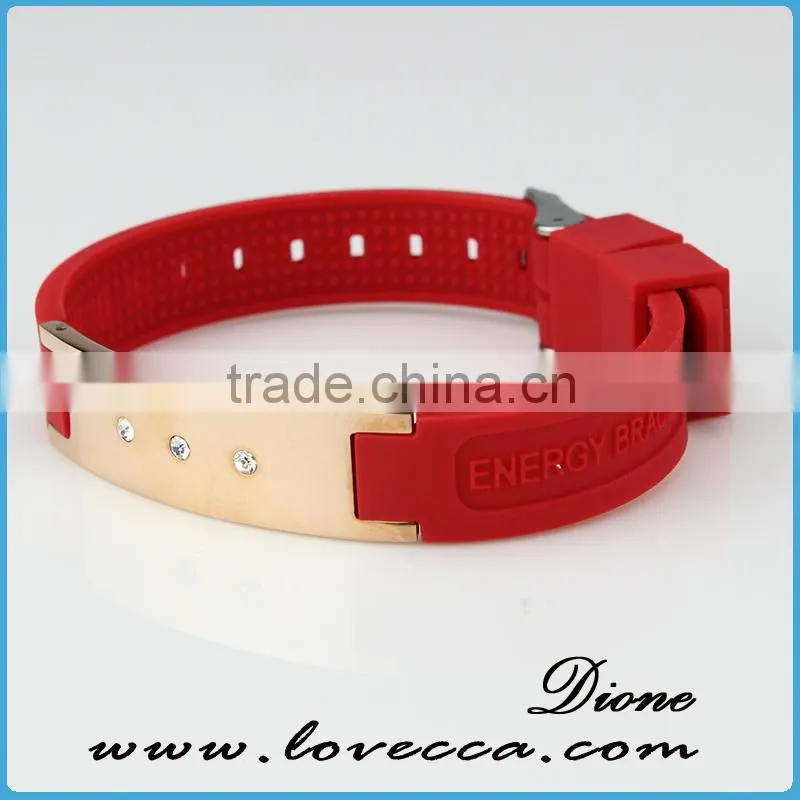 Good price blue personalized silicone bracelets 4 in 1 bio magnetic band