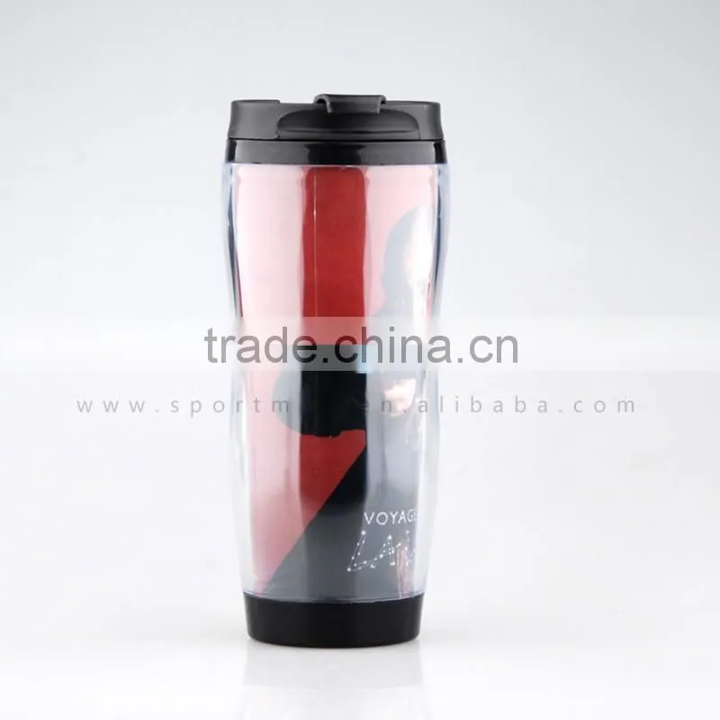 Non-spill stainless steel travel mug with logo imprint 16oz paper insert coffee mug vacuum&thermos flask mug