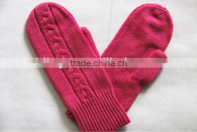 ladies cashmere knitted one finger gloves mittens