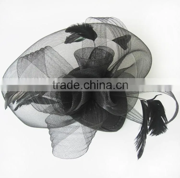 MYLOVE fashion mini top party feather hat with rose MLXM036