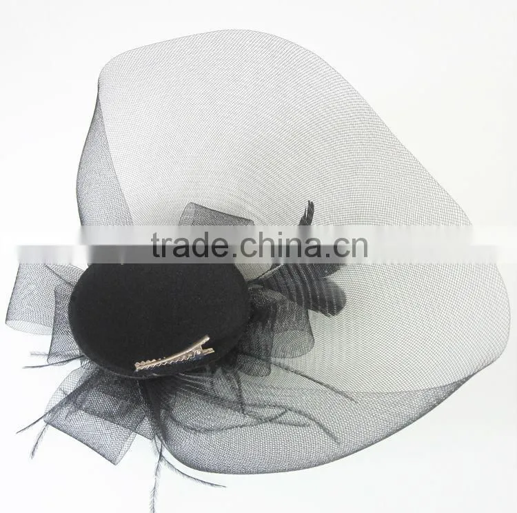MYLOVE black wedding veil fascinator mini top hat MLSM013