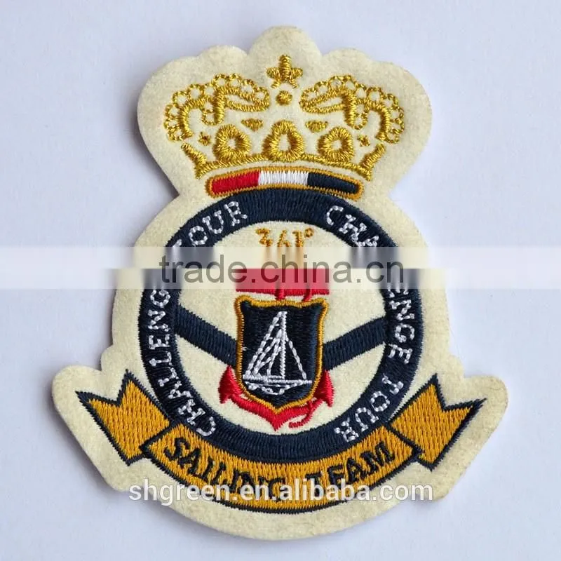 Sleeve embroidery patch emblem with embossed effect