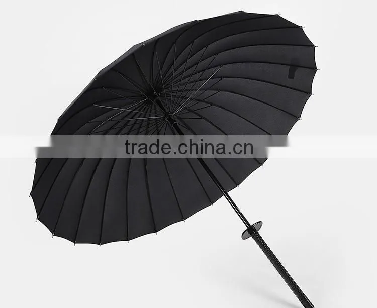 24k katana handle umbrella straight auto open umbrella with sword handle manufacture by china parasol factory