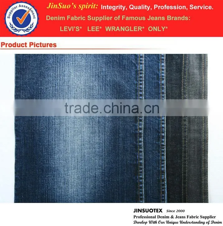OE Denim Fabric 11.4 oz Dark Indigo+Grey Yarn Dyed Cotton Spandex Composition