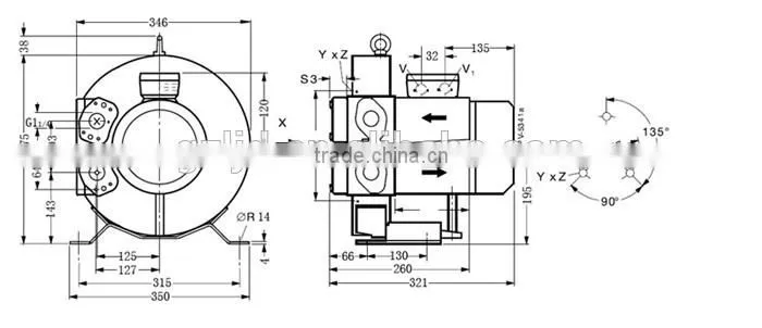 middle pressure 4RB1.5KW vacuum ring blower