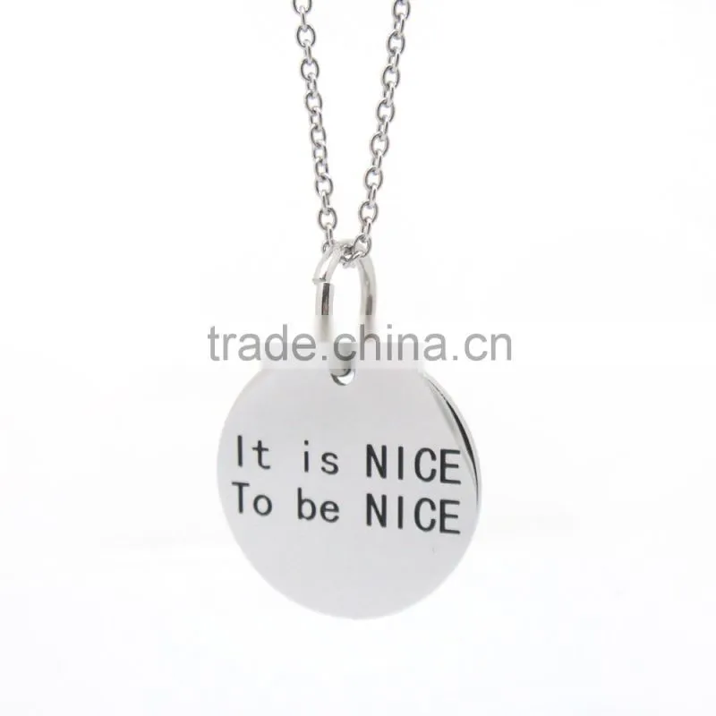 2016 Stainless Steel High Polish Custom Engraved Pendant Wholesale