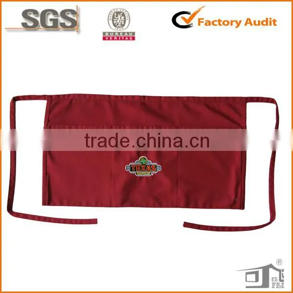 short waist apron for promotion bars restaurant logo embroidery