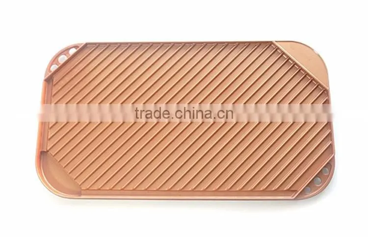 Square Nonstick Aluminum Fry Griddle Die Casting Double Grill Pan
