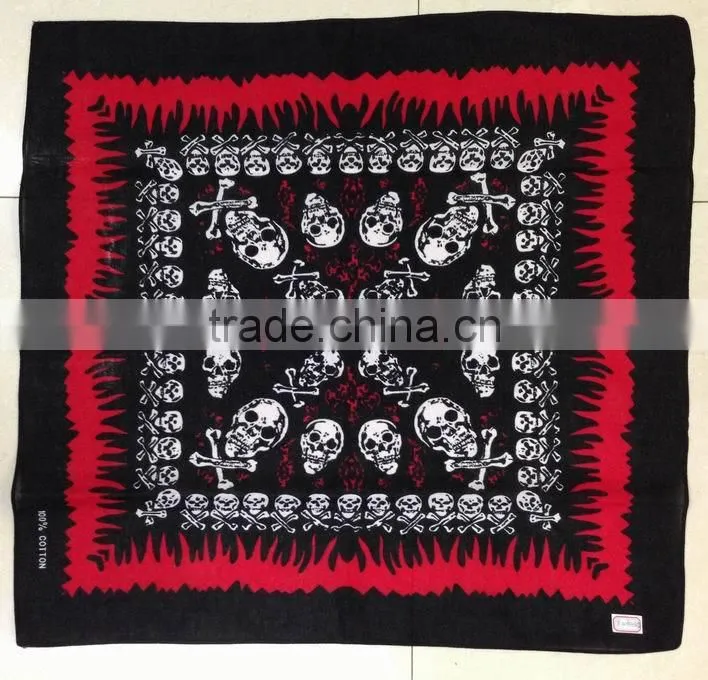 100% cotton 55x55cm Double side Printing Ghost Head Printing Bandana