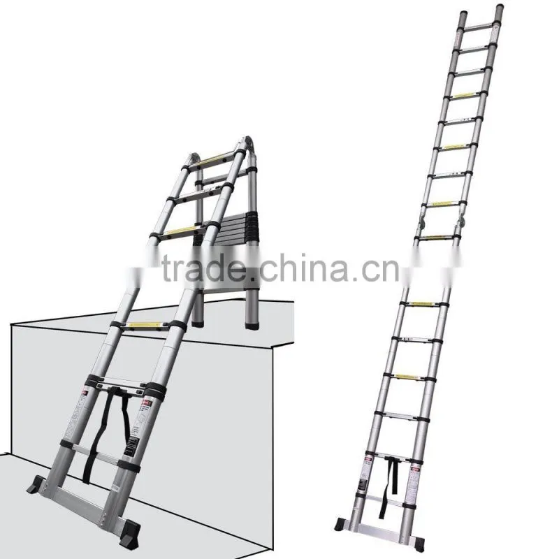 3.2m,3.85m ,4.4m,5m Telescopic Ladder with Unique Integral Safety Stabiliser and Heavy Duty Carry Bag