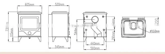 Cast iron type wood burning stove/Fireplace with back boiler DHF910B