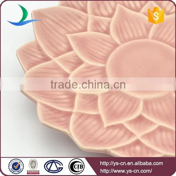 Wholesale Pink Ceramic Dish With Flower Design