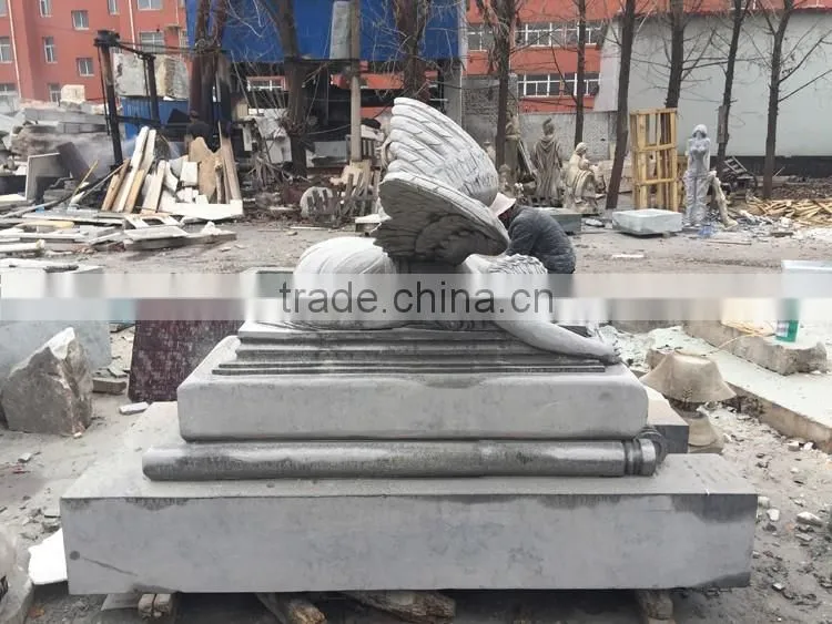Large natural grey marble weeping angel tombstone for sale