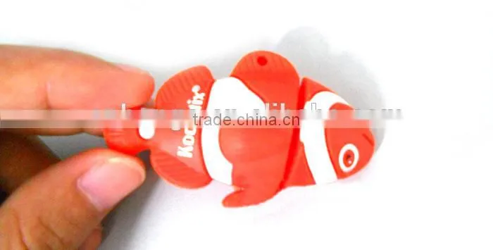 Cute cartoon 3 d fish U disk shell pvc usb stick