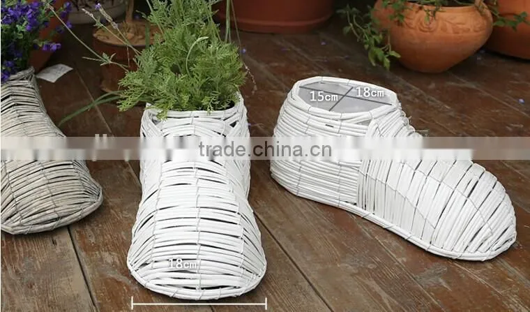 handmade plastic lined wicker basket for flower plant decoration wicker flower planter pot