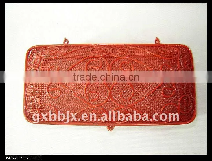 Rectangle red wire storage multi-purpose storage hamper