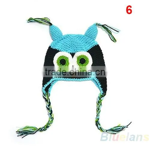 Multicolor Infant Toddler Handmade Knitted Crochet Baby Hat owl hat Cap