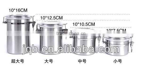 4pcs different size airtight stainless steel sealed cans sets with plastic lid