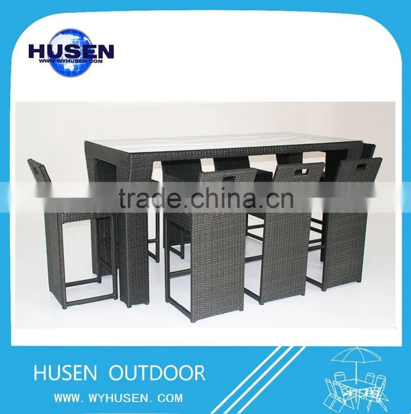 2016 Classic Style Rattan Bar Outdoor Table With Tall Foots Chair