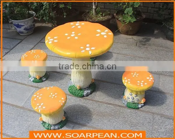 Garden/Kindergarten Furniture Set Fiberglass Mushroom Table Chairs