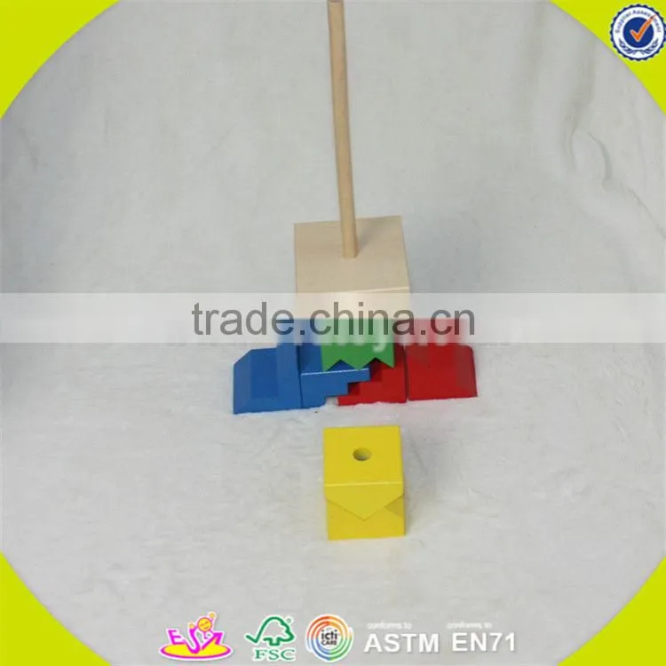 wholesale hot colorful baby wooden stacking blocks toy new fashion kids wooden stacking blocks game toy W13E070