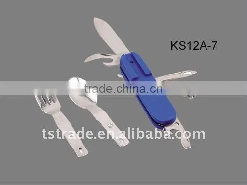 new Multi Tableware/Outdoor Tableware/Multi knife/Pocket knife barbecue tool set stainless steel tool KS12A-7