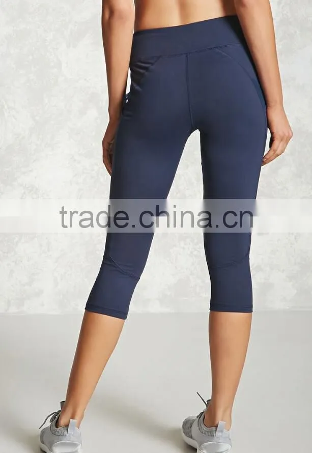 Active Sports Running Gym Women Capri Leggings Knee Length Tight Polyester Fashion Custom Made Compression Tights