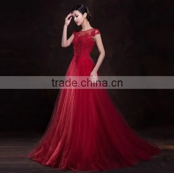 2014 red lace nude cap sleeve tube sex women party evening dress