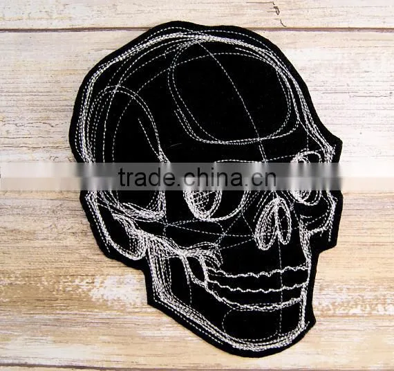 Custom high quality embroidered creative skulls patch for clothes embroidery patch made in china choose size/color