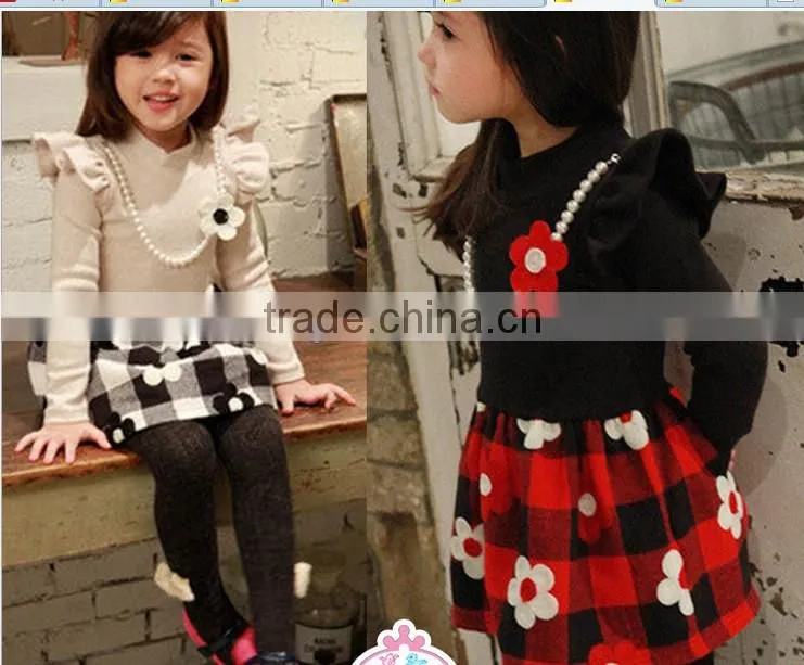 New Autumn Baby Girls Small Flower School Wear Dress Children's Autumn Dresses Kids Long Sleeve Casual Dresses