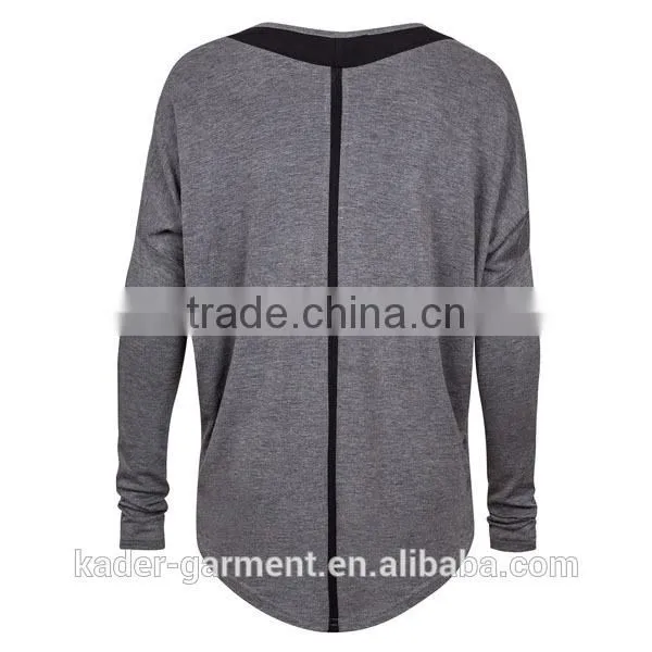 2015 Plus Size Long Sweatshirt / Gray Sweatshirt for Men and Women Loose Fit Sweatshirt