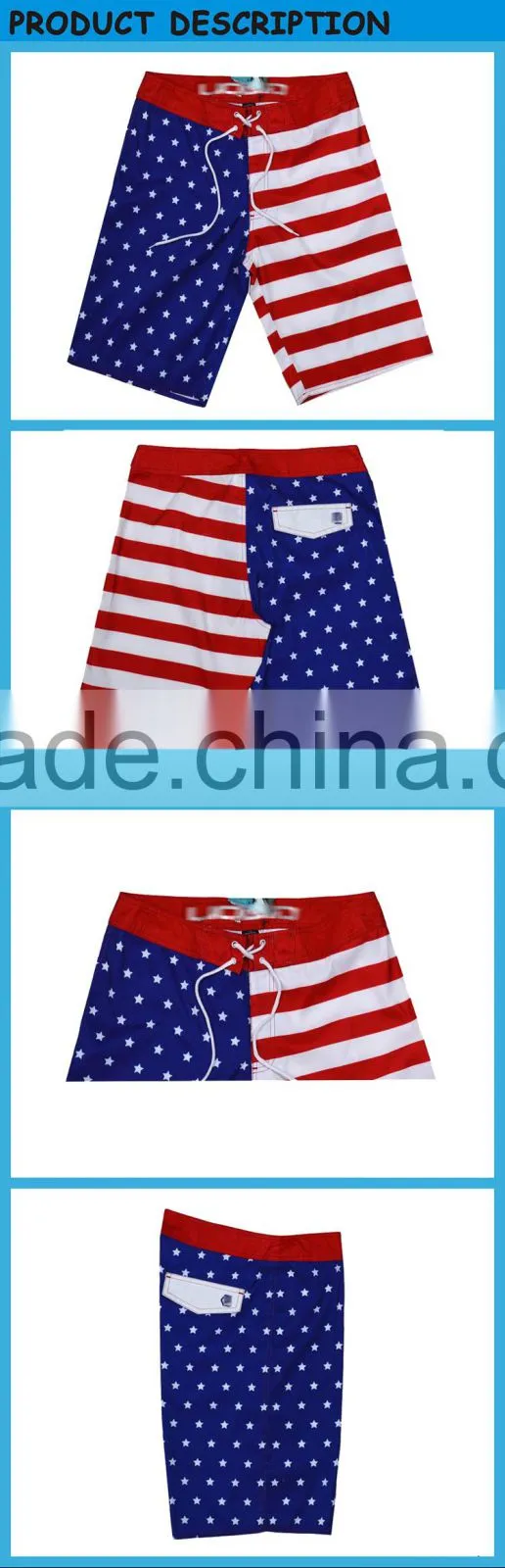 China Custom 4 Way Stretch American Flag Board Shorts