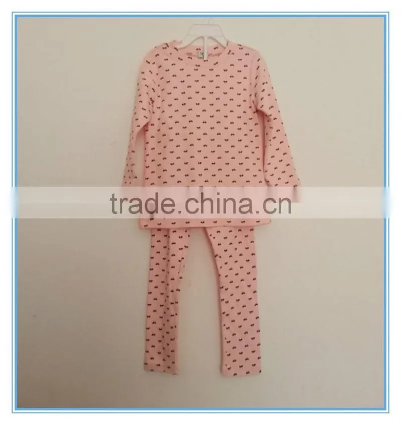 Wholesale OEM Children Gilrs Cotton Underwear Set Long Johns, High Quality Kids Pajamas Clothes for Child