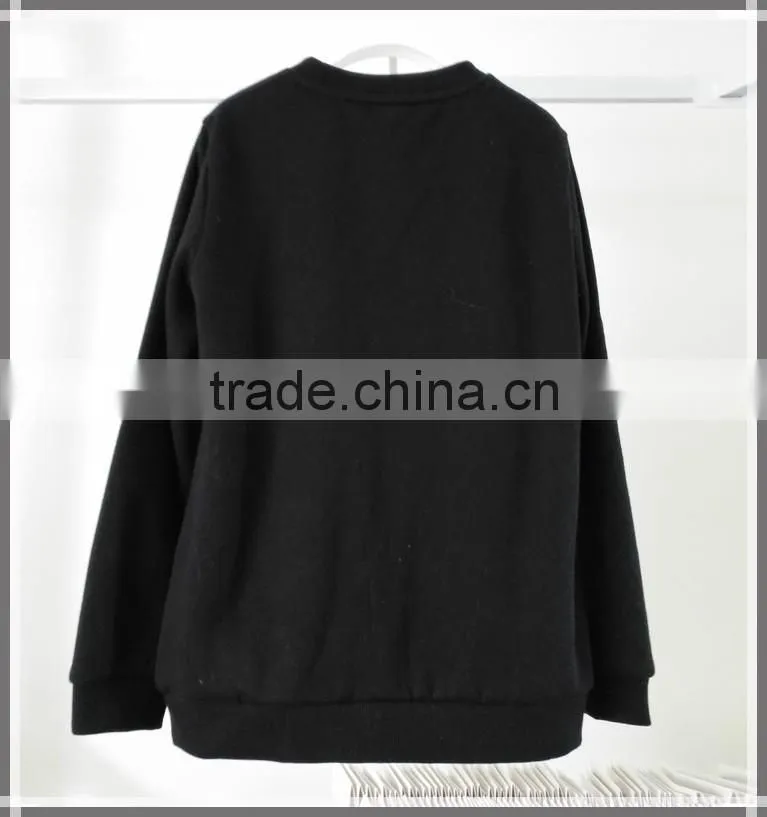 Women's black hoodies & sweatshirts, fashion pull over sweatshirt, women hoodies without hood