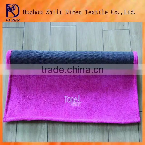 bright colored non-slip yoga mat with microfiber towel