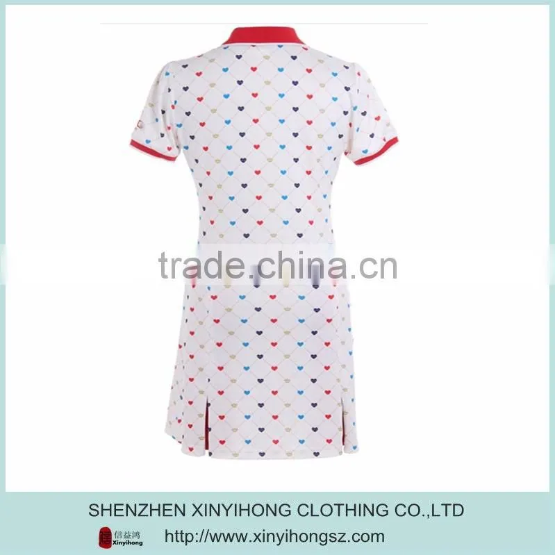 Dry wicking golf wear ,fashion sublimation printing design golf dresses