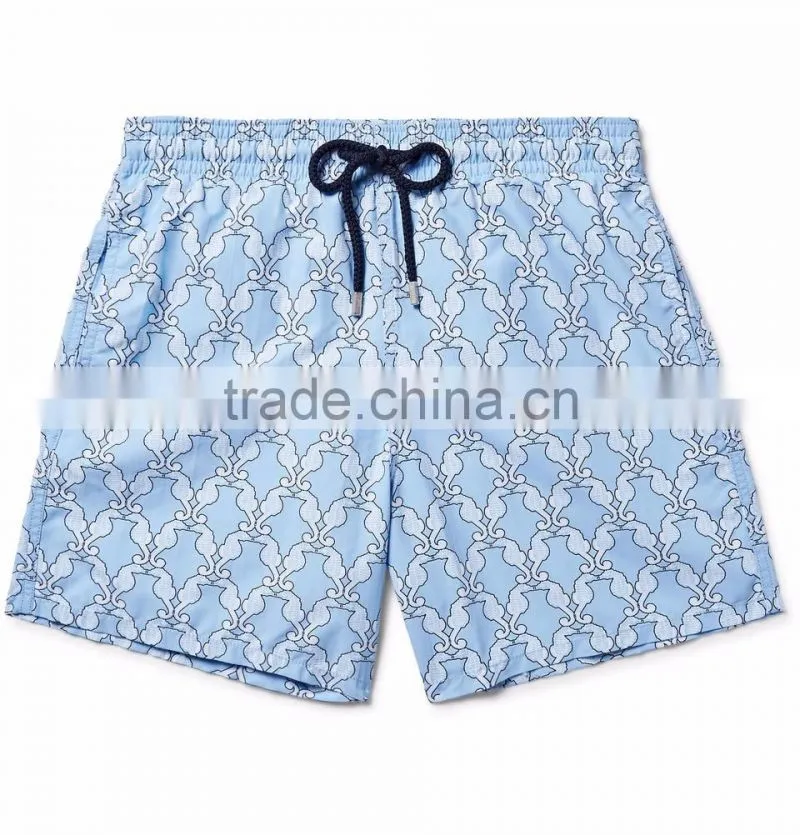 2017 hot sale summer shorts men beach Mid-Length Embroidered custom made 100% nylon Swim Shorts wholesale