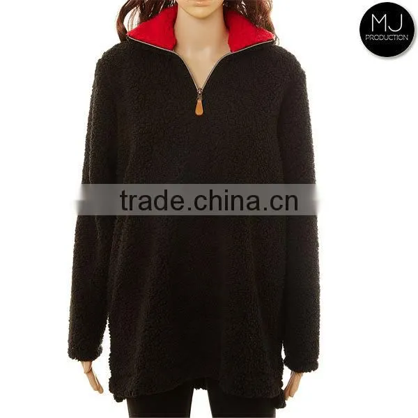 Factory Wholesale Women Sherpa Fleece 1/4 Zip Pullover