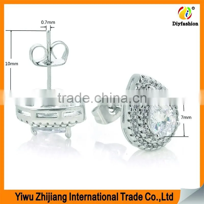 Double lip edge water droplets shape Inlay zircon stud earrings